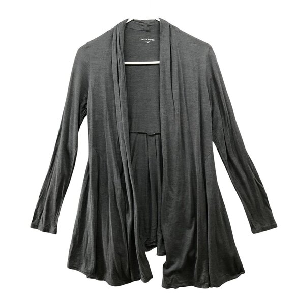 Eileen Fisher 100% Silk Cardigan Womens XS Gray Lightweight Knit Open Front - Picture 1 of 10